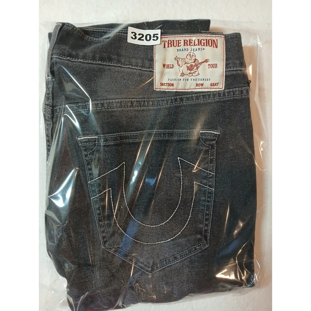 NWT True Religion Rocco Relaxed Skinny Jeans Men's 36x32 Grey Gloomy Wash